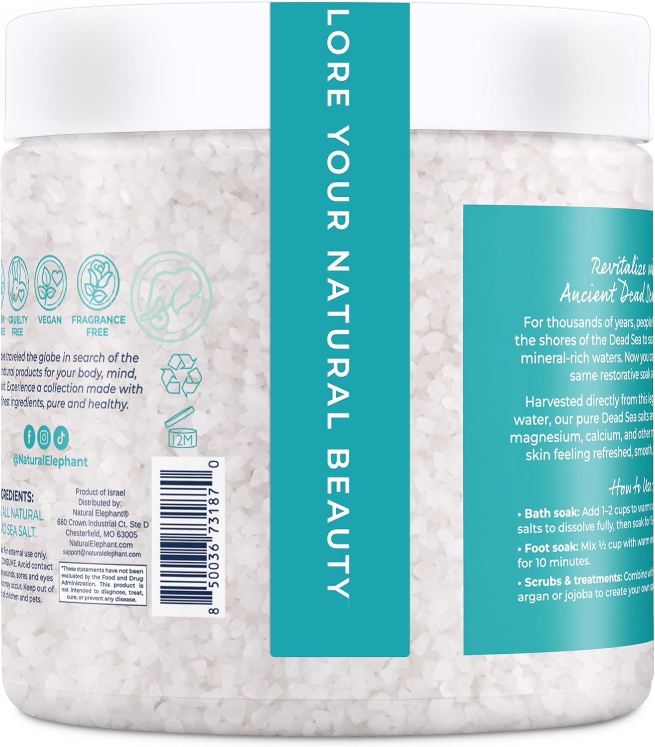 Dead Sea Salt Coarse Grain Bath Soak 18 oz – Relaxing Mineral Soak