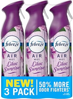 Febreze Air Mist, Air Freshener Spray, Odor Fighting Room Spray, Deodorizer for Home Bathroom Kitchen Office Apartment Dorm Room Classroom, Lilac Sunrise Scent, 8.1oz (Pack of 3)