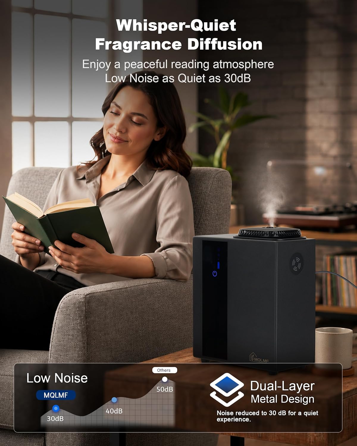 HVAC Diffuser Scent System Whole House - 4500 Sq Ft,Metal,Ultra Quiet,Safety Lock,Bluetooth App,Hotel Commercial Collection Diffuser Machine - Black,Includes 2 x 60ml Oils