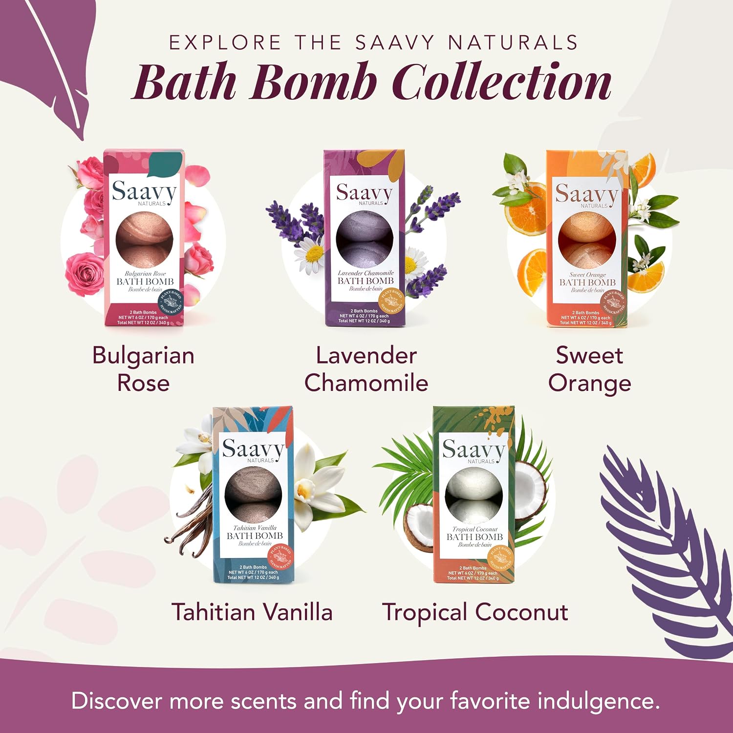 Saavy Naturals Bath Bombs – Relaxing Foaming Fizz Bubbles, Organic Bath Bombs for Women and Kids with Jojoba Oil - Gentle for Sensitive Skin - Made in USA - Lavender Chamomile (1 Pack) - 12 oz
