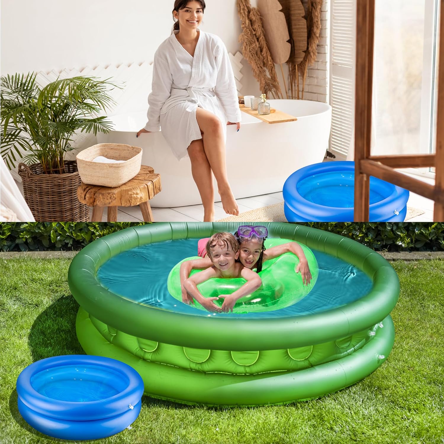 UNIFAMILY Inflatable Pool Foot Bath Basin Thickness, Portable Foot Soaking Bath Basin for Entry Pool Ladder, Pools Foot Bath Tray, Clean Feet Accessories with Pump, Small Inflatable Pool