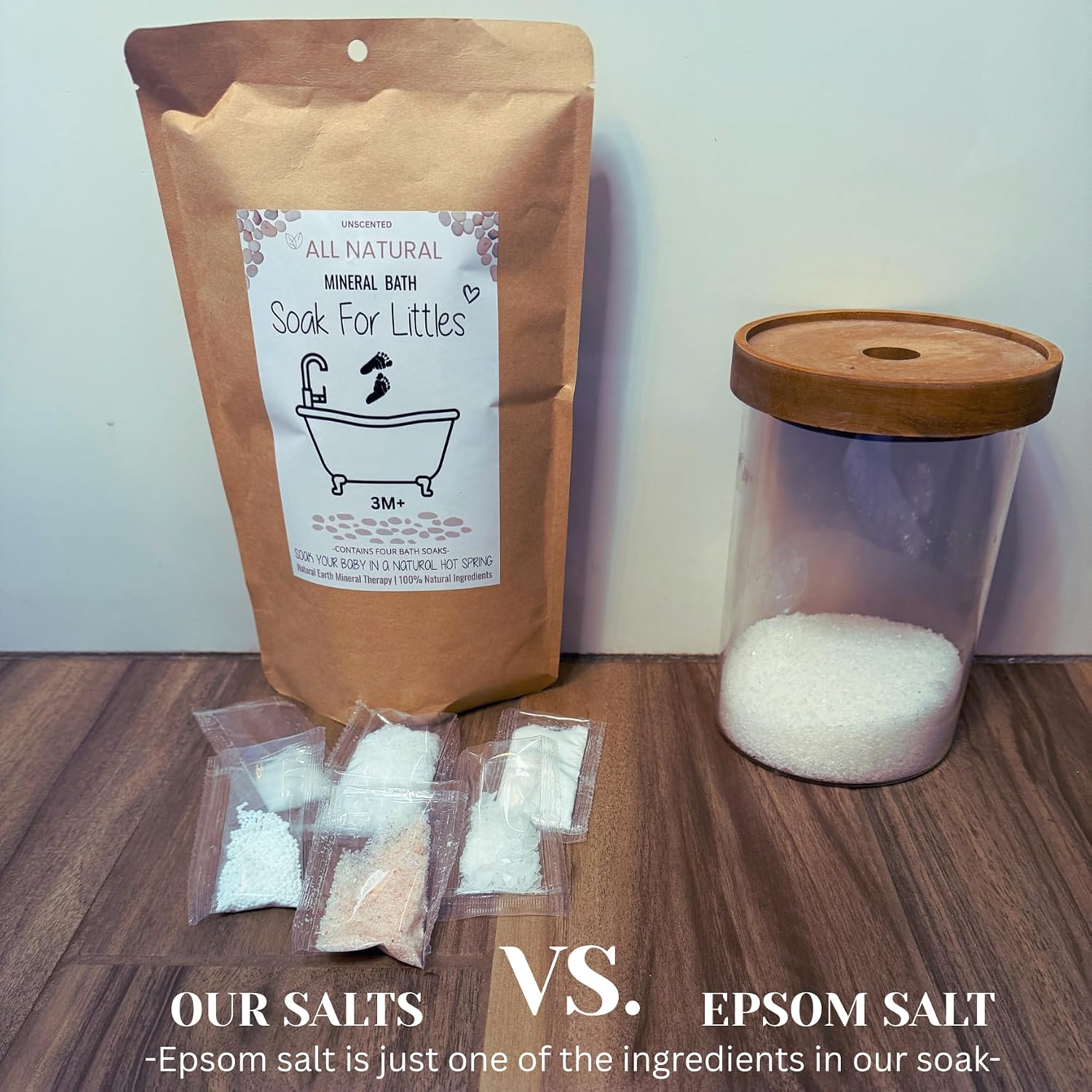 Soak for Littles: Mineral Bath Soak, 100% Organic Natural Earth Minerals,(Age 3m Plus) Better Than Oatmeal Bath Baby, Epsom, Oatmeal, or Kids Salts Baths, A Natural Hot Spring -4 Soaks