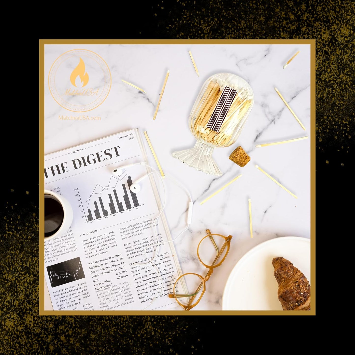 Includes Matches! | Helix Spiral Shaped Glass Matches Cloche | Spiral Decorative Match Holder Jar for Candles Set Display