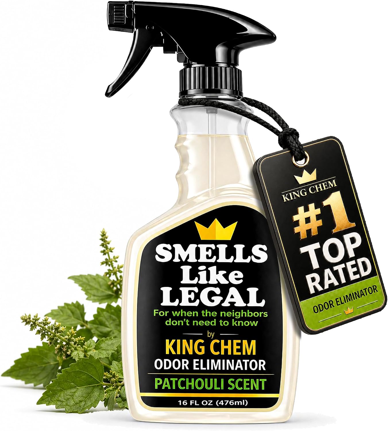 Smells Like Legal™ Patchouli Odor Eliminator Spray – Powerful Commercial-Grade – Eliminates Smoke, Pet & Food Odors at source – Fabric-Safe, Non-Staining – Biodegradable Air & Fabric Freshener – 16 oz