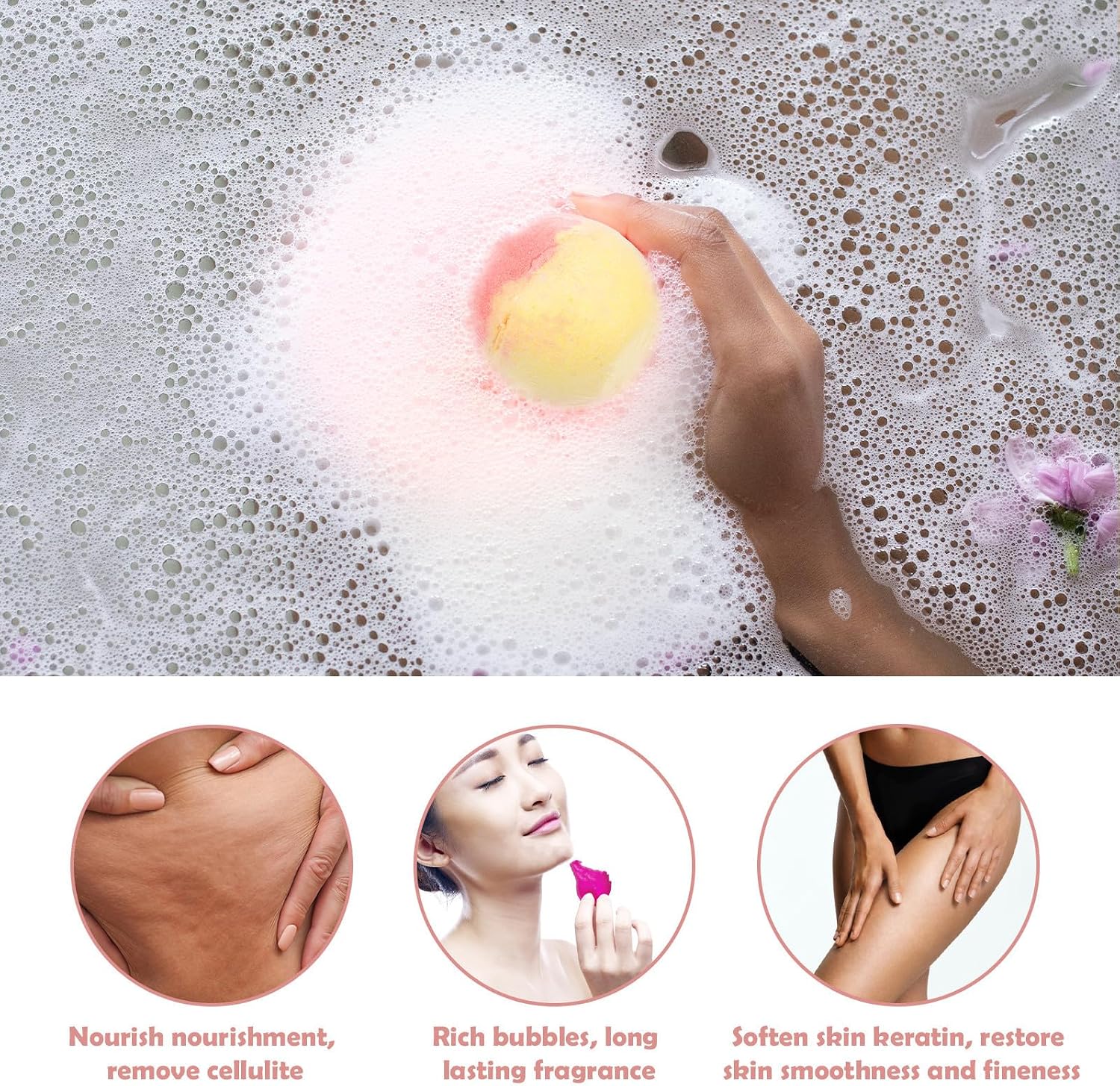 Sea Salt Bath Bomb for Women Spa Bathing Foaming Bomb Relieves Fatigue and Washes Body with Moisturizing Essential Oils Mothers Day Basket Gift