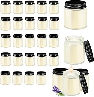 24 Pcs 4 Oz Mason Jar Candles, Lavender Scented Soy Candles Bulk Set for Stress Relief and Relaxation, Great Favors for Wedding, Christmas, Housewarming Gifts (Black, Lavender, 24)