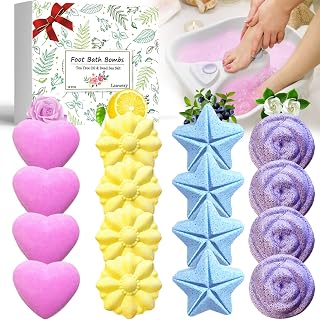 Lanwexy Bath Foot Bombs, 16 Pack Foot Soak with Bath Salt and Tea Tree Oil for Christmas. Organic Natural Handmade Aroma Pure Essential Oil Bubble Feet Balls for Foot Callus, Stubborn Feet Odor Scent.