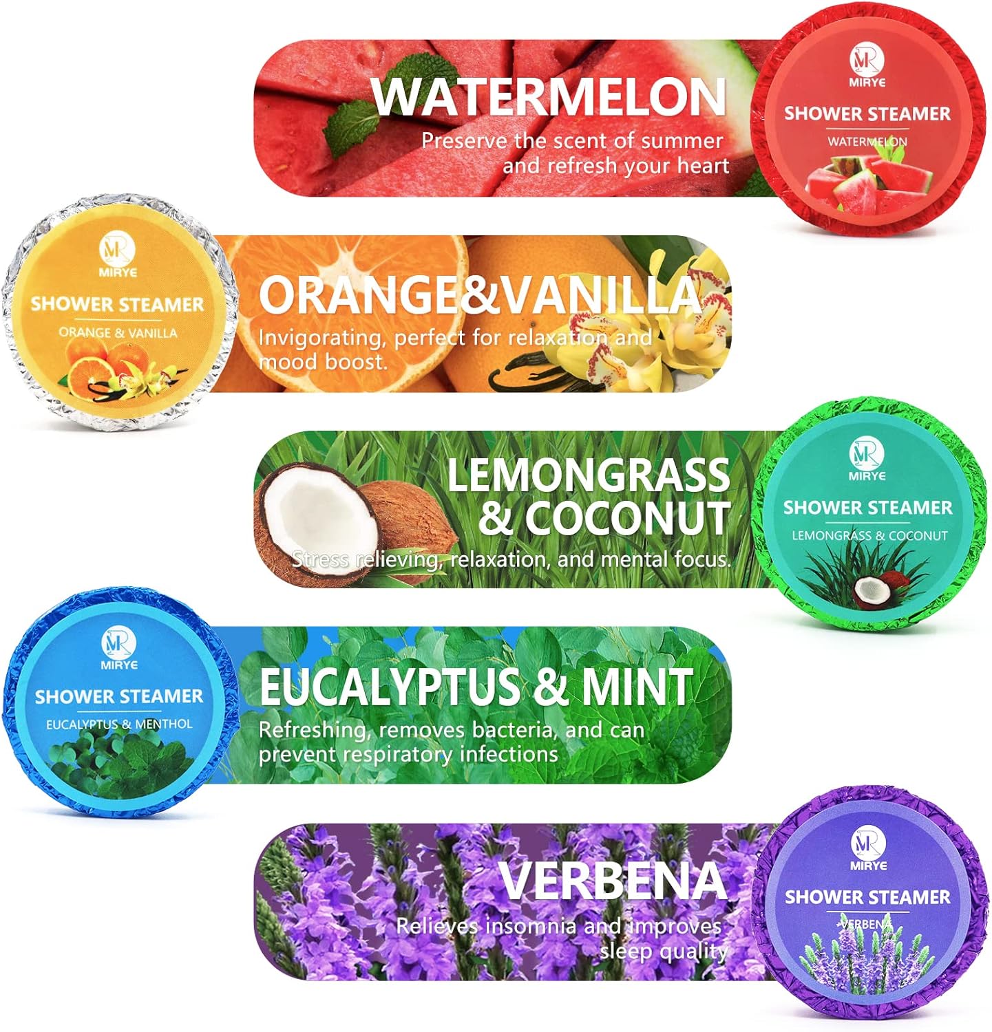 Shower Steamers Aromatherapy 20-Pack, 5 Scents Shower Bombs with Natural Essential Oils, Stress Relief Self Care for Women &Men, Birthday Gifts for Women & Men, Fathers SPA Day Gift for Dad Husband