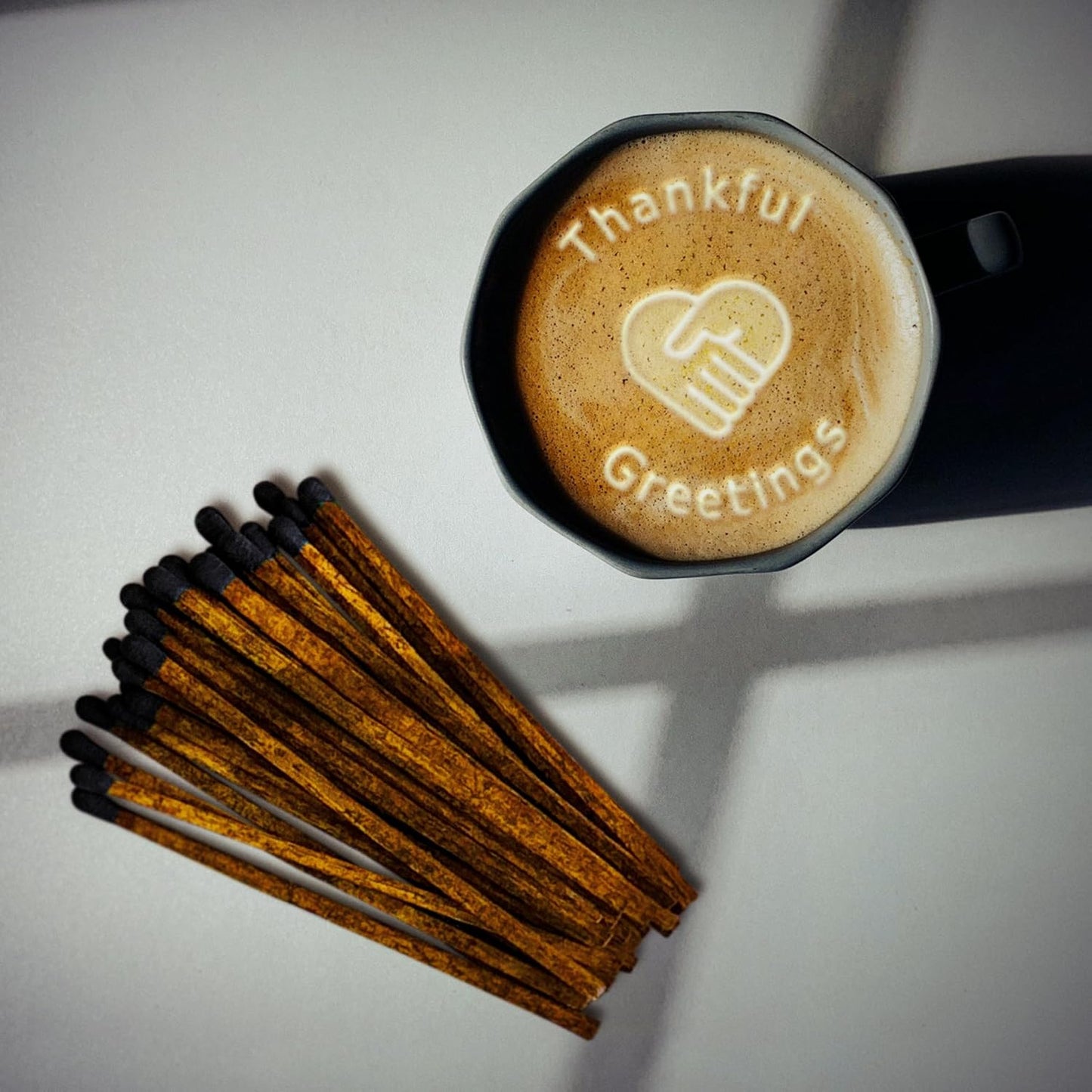 4" Brown Stick Black Tip Espresso Matches (100 Count, + Striking Stickers) | Decorative Unique & Fun for Your Home, Gifts, Accessories & Events | Premium Long Wood Safety Matches by Thankful Greetings