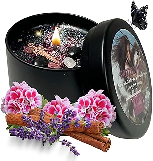 Protection Candle Spiritual Cleansing & Energy Shield | Hand-Poured Soy & Coconut Wax Ritual Candle with Crystals & Herbs | 4oz