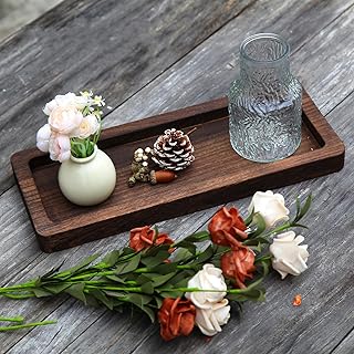 Hatway Wooden Decorative Tray Candle Holder Long Wood Tray Home Decor,Centerpieces Plates for Table centerpieces for CoffeeTable,Christmas Decor
