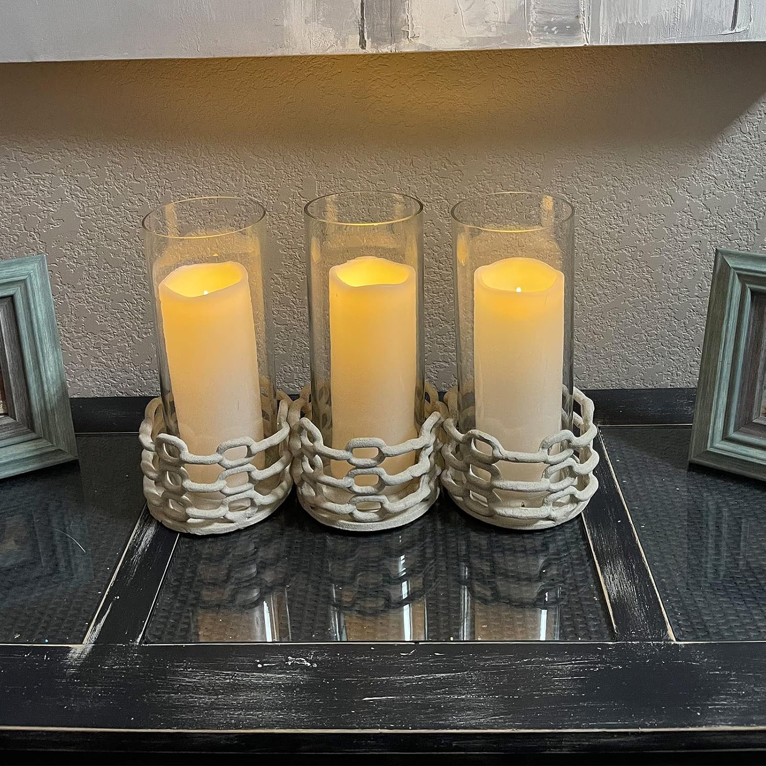 Flameless Outdoor Battery Operated Candles with Timer 3'' x 8'' Waterproof Pillar Candle Flickering Plastic Electric LED Lights for Wedding Party Halloween Thanksgiving Christmas Decoration Gift
