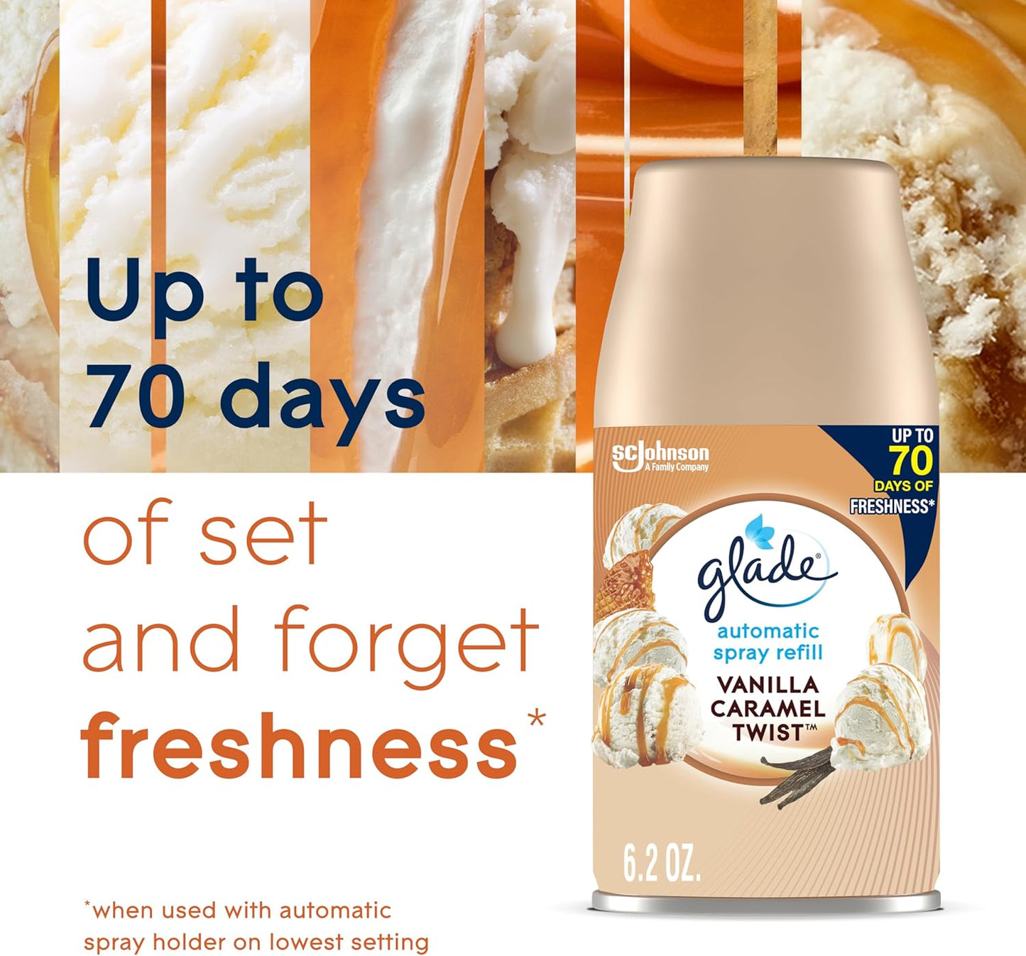 Glade Automatic Spray Refill, Air Freshener for Home and Bathroom, Vanilla Caramel Twist, 6.2 Oz