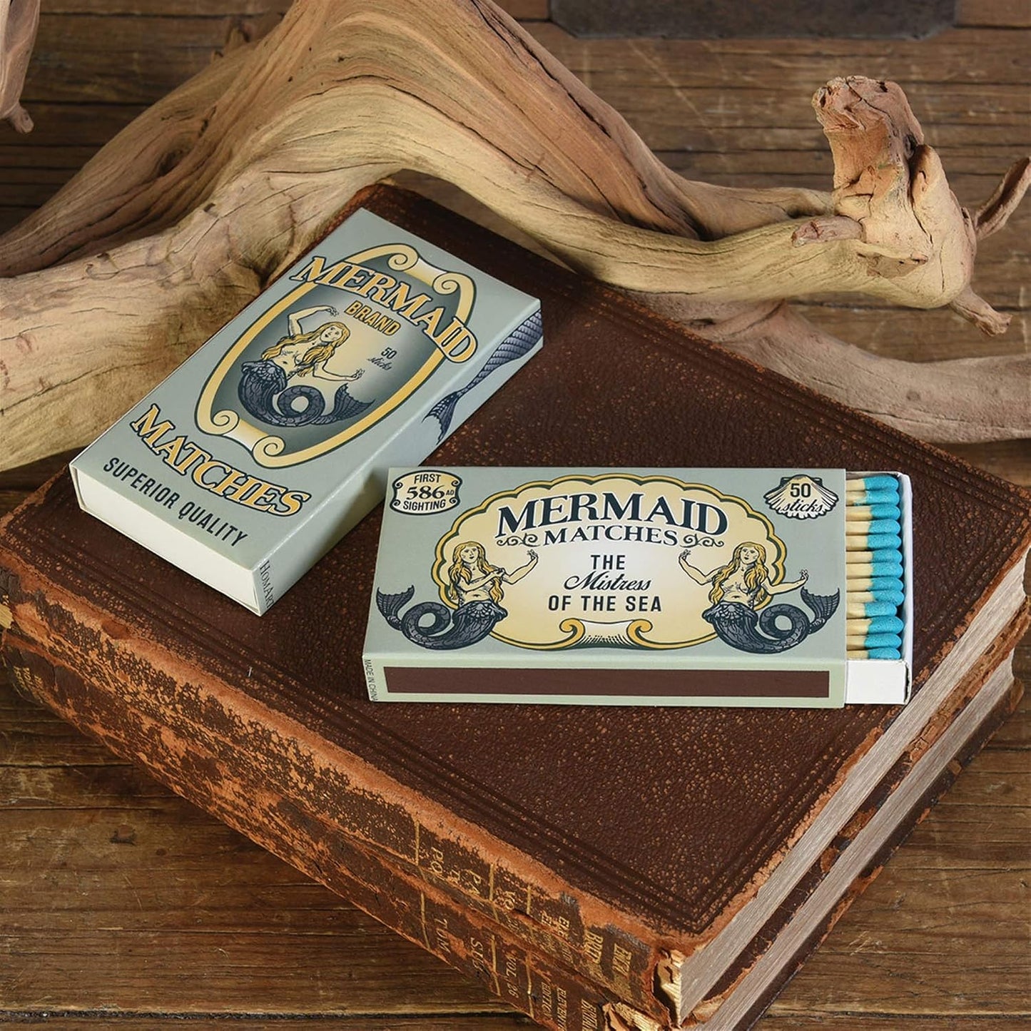 Homart Mermaid Brand Decorative Match Box with Wooden Matches