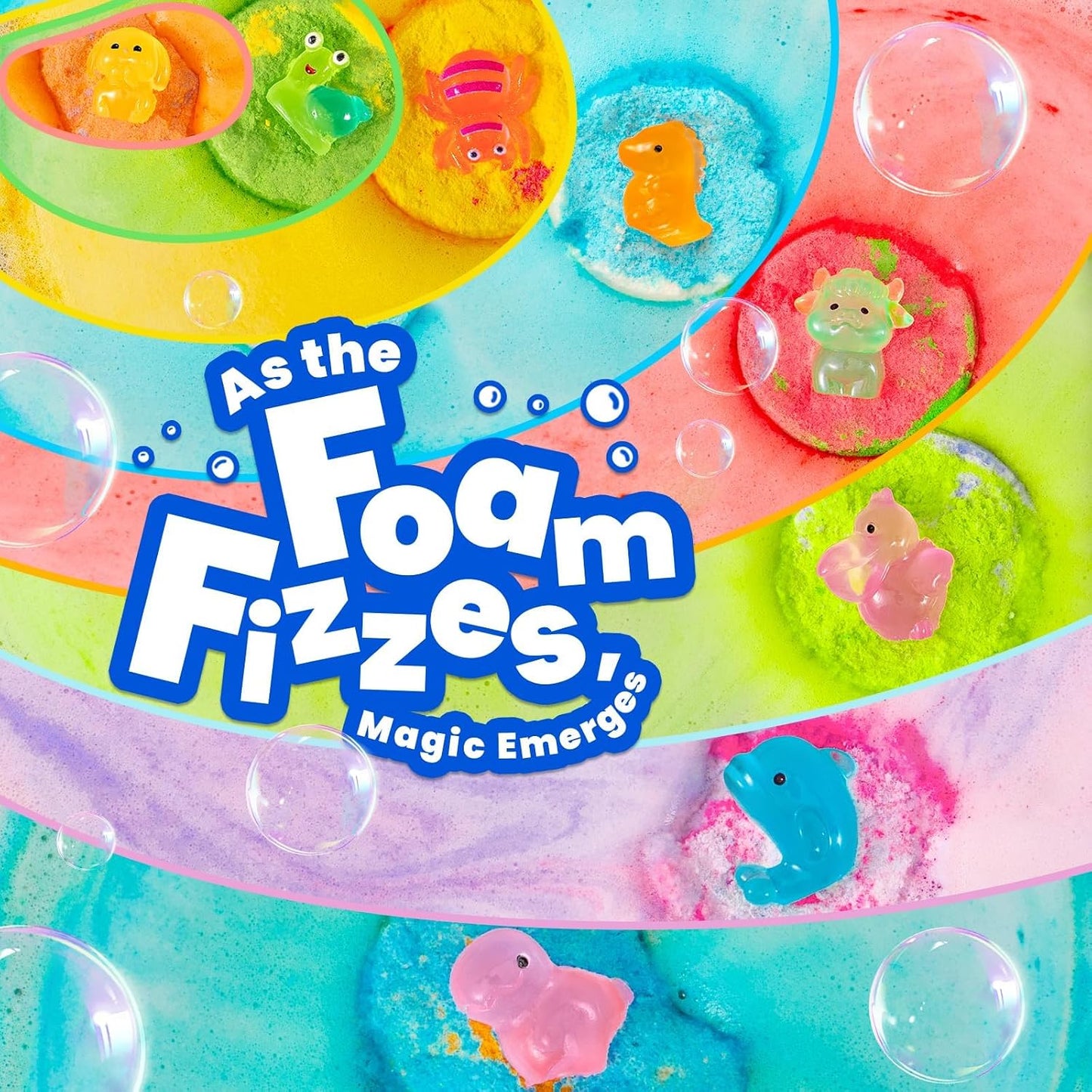 Bath Bombs for Kids with Surprise Inside, 32 Pack 1.8-Inch Fizzy Bath Bombs with 32 Different Glow-in-the-Dark Animal Toys, Kid-Friendly, Non-Toxic, 8 Scents, Birthday Party Favors & Stocking Stuffers