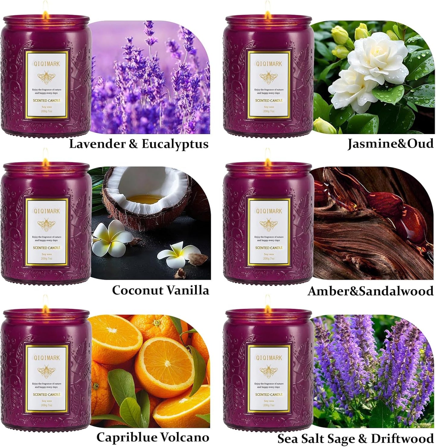 Scented Candles Set for Women, 6 Pack Soy Wax Aromatherapy Candles, Home Fragrance Set for Relaxation Stress Relief, Long Lasting Cozy Home Candles, Birthday Christmas Housewarming Gifts