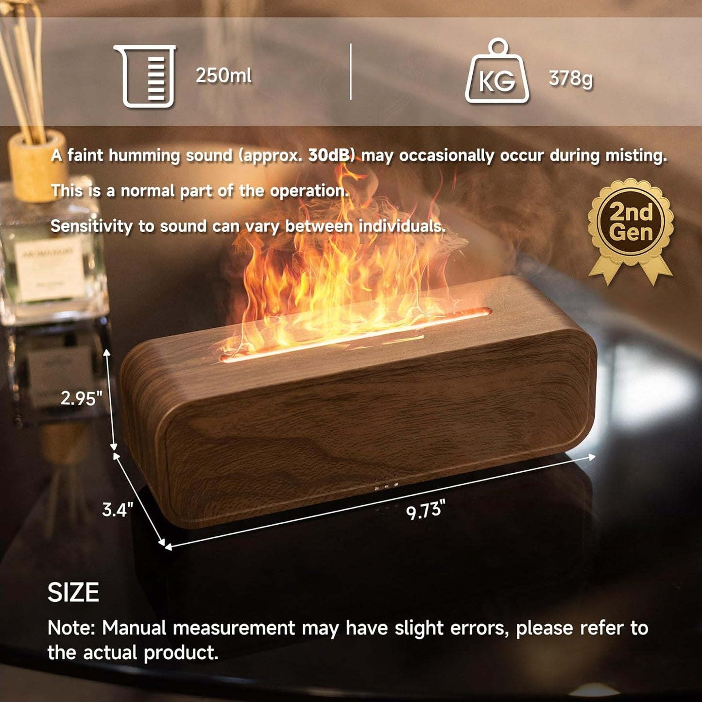 TMEHM Sound Reactive Flame Air Diffuser Humidifier,7 Colors Aromatherapy Essential Oil Diffuser,Ultrasonic Aroma Humidifier with Timer for Home,Bedroom,Office,Yoga