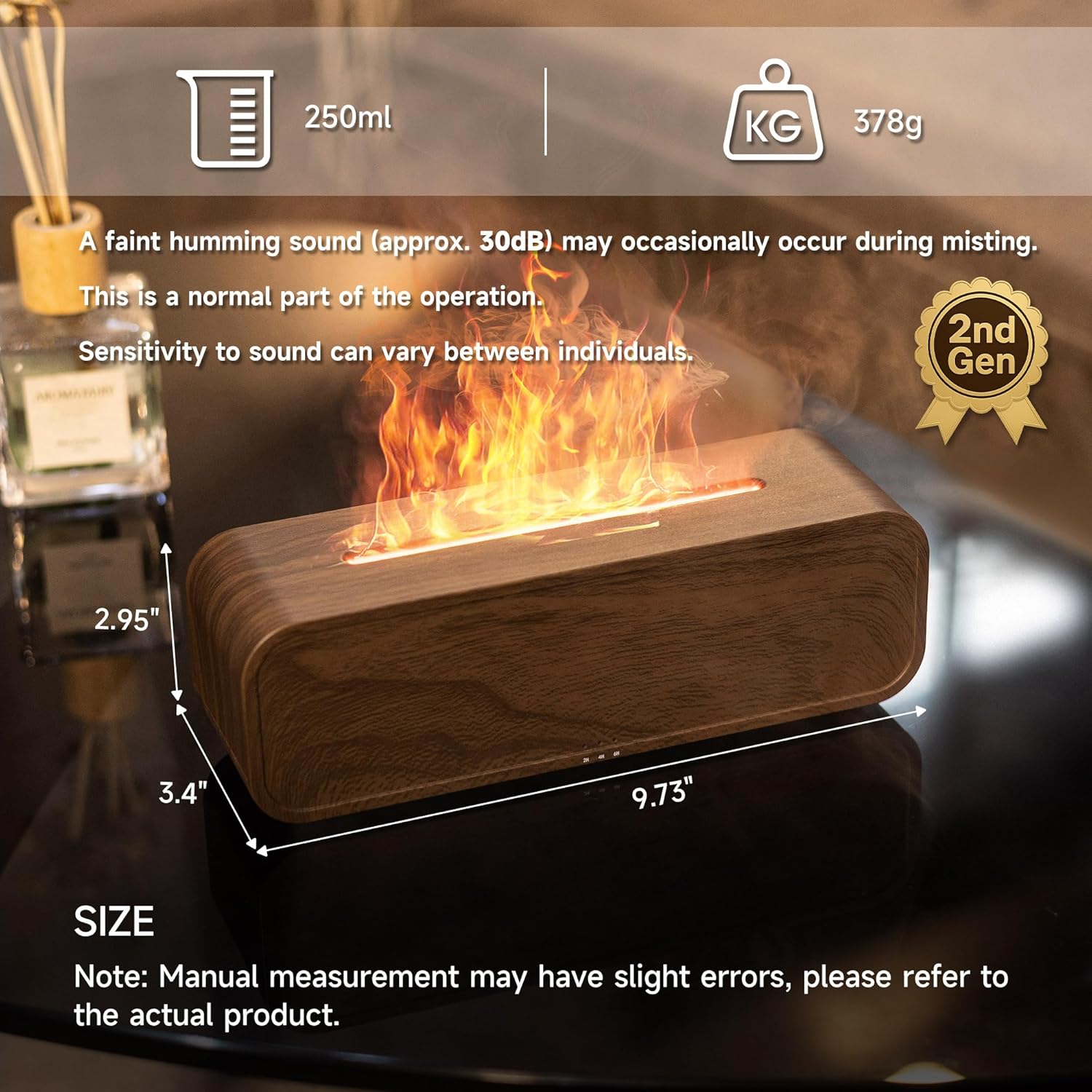 TMEHM Sound Reactive Flame Air Diffuser Humidifier,7 Colors Aromatherapy Essential Oil Diffuser,Ultrasonic Aroma Humidifier with Timer for Home,Bedroom,Office,Yoga