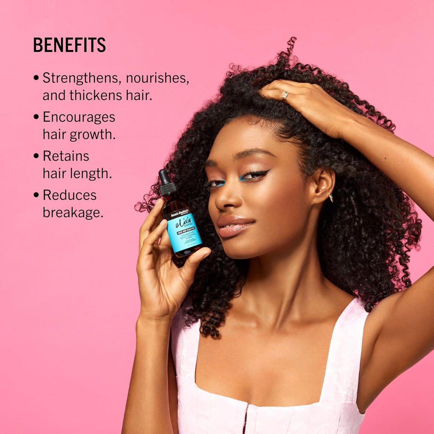 Aunt Jackie's Elixir Essentials Hair & Scalp Oil Enriched with Biotin, Rosemary & Mint, Nourishes, Thickens & Supports Hair Growth, 2 oz