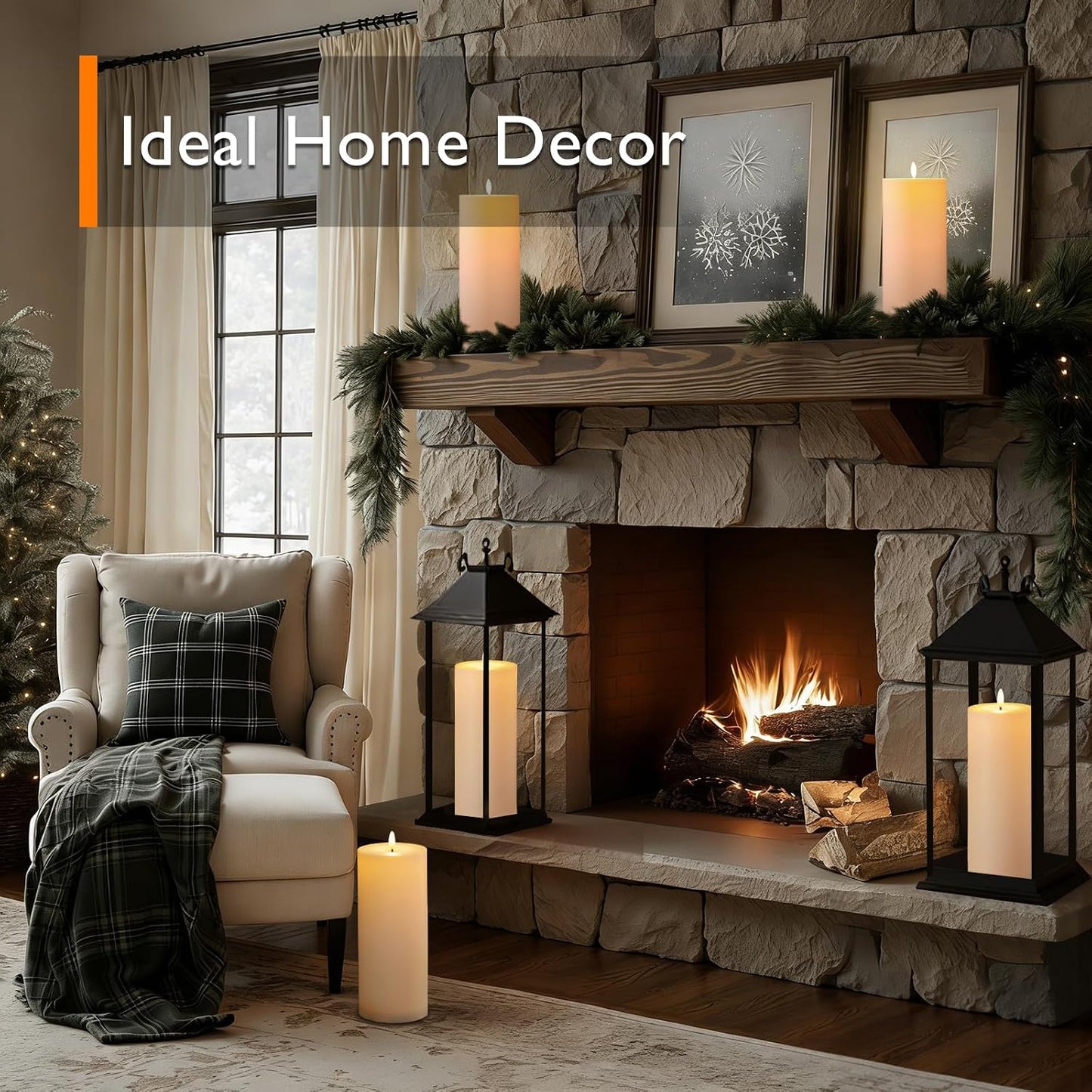 Homemory Outdoor Waterproof Flameless LED Candles 4" x 10", Battery Operated Large Pillar Candles with Remote & Timer, Long Lasting for Outdoor Lanterns & Patio, White, Set of 2