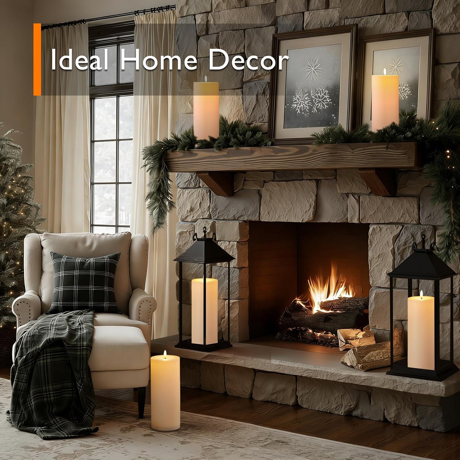 Homemory Outdoor Waterproof Flameless LED Candles 4" x 10", Battery Operated Large Pillar Candles with Remote & Timer, Long Lasting for Outdoor Lanterns & Patio, White, Set of 2