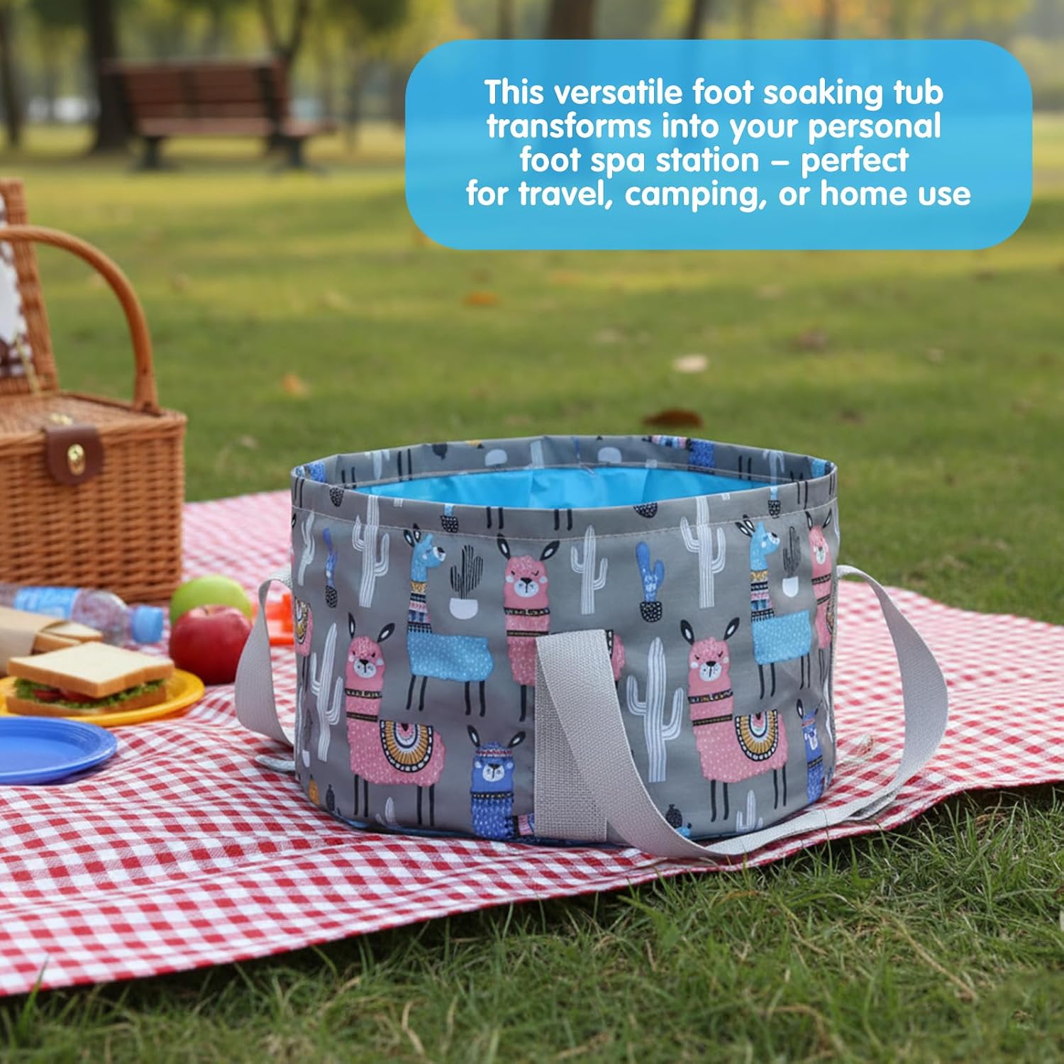 Foldable Bucket for Soaking Feet - Portable Foldable Foot Bath Tub Spa Basin for Travel, Home Pedicure & Outdoor Camping (Grey)