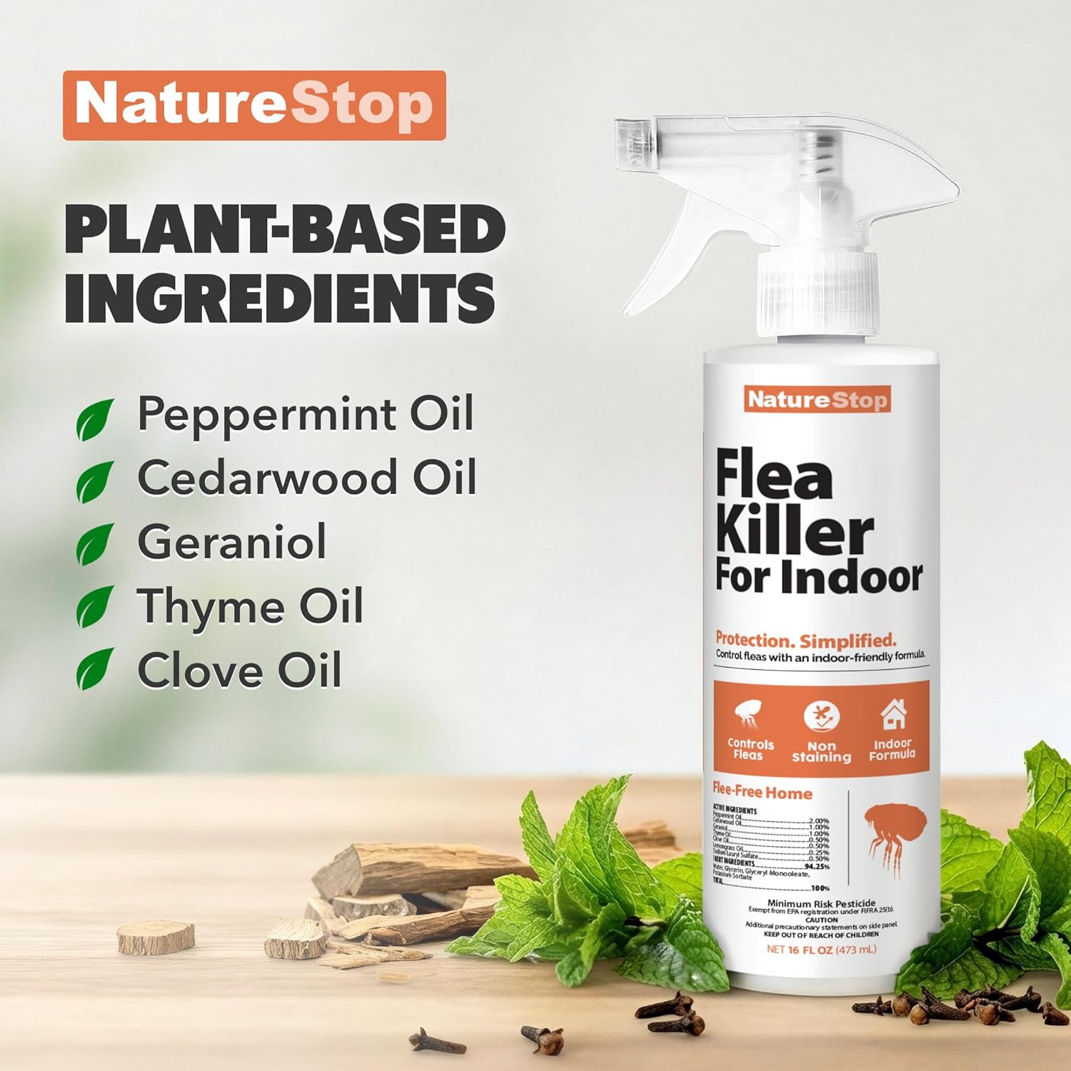 Flea Killer Spray – Fast-Acting Flea Treatment for Carpets, Furniture & Pet Bedding, 16 oz