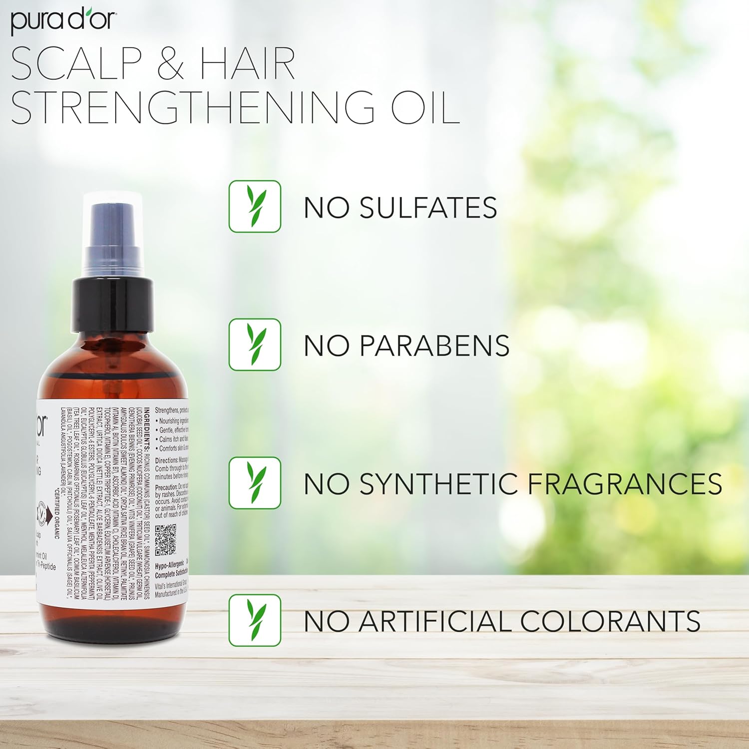 PURA D'OR Scalp & Hair Strengthening Oil (3.3 Oz) Supports Optimal Growth, Reduce Breakage, Nourish Roots for Healthier, Fuller, Thicker Hair - Rosemary, Castor & Peppermint Oil: Ayurvedic Hair Care