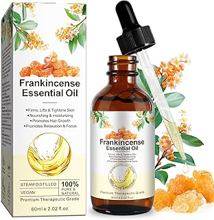 Pure Frankincense Essential Oil 60ml - 100% Natural Therapeutic Grade for Skin Care, Aromatherapy & Relaxation | Anti-Aging Facial Oil | Boswellia Serrata Extract for Face & Hair