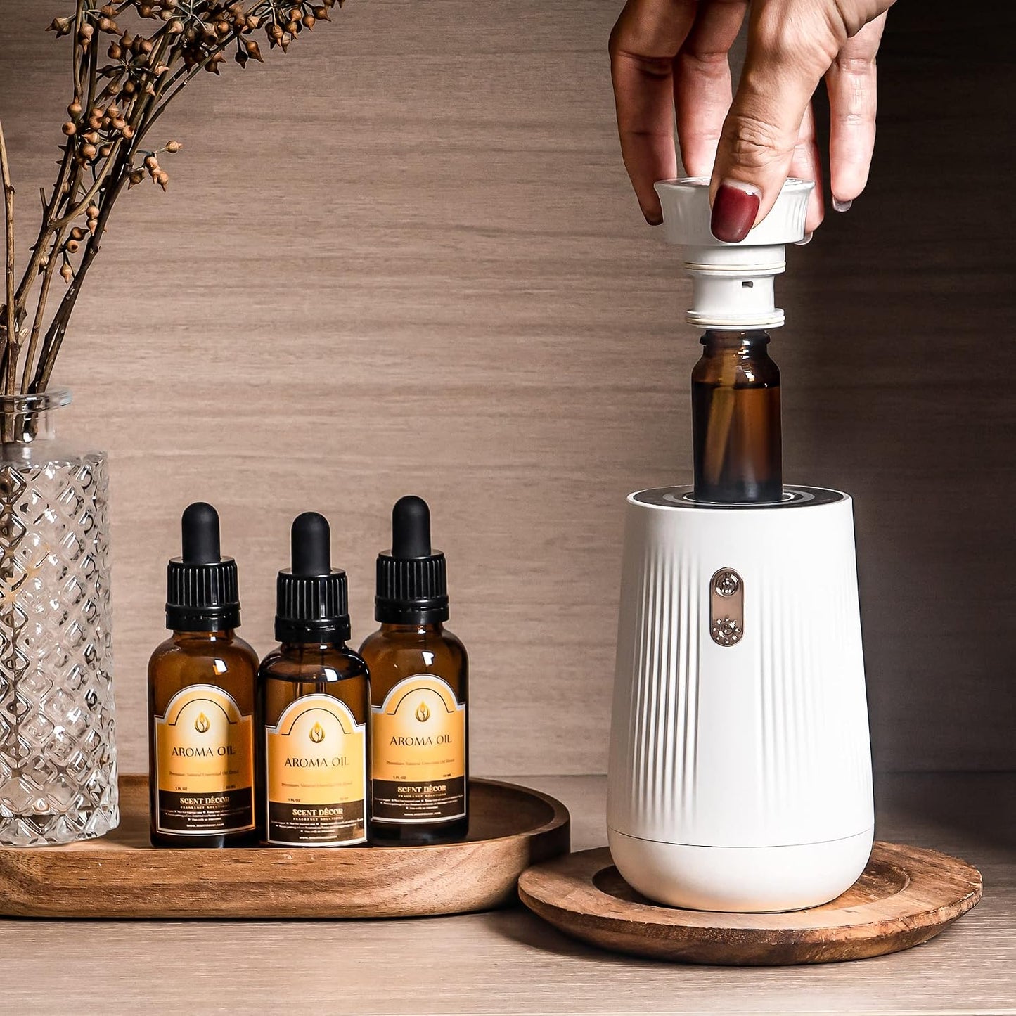 Car Air Freshener Spray Essential Oil Diffuser, Small Portable Rechargeable Aroma Diffuser, Mini Waterless Fragrance Diffuser for Car, Office Home Aromatherapy White