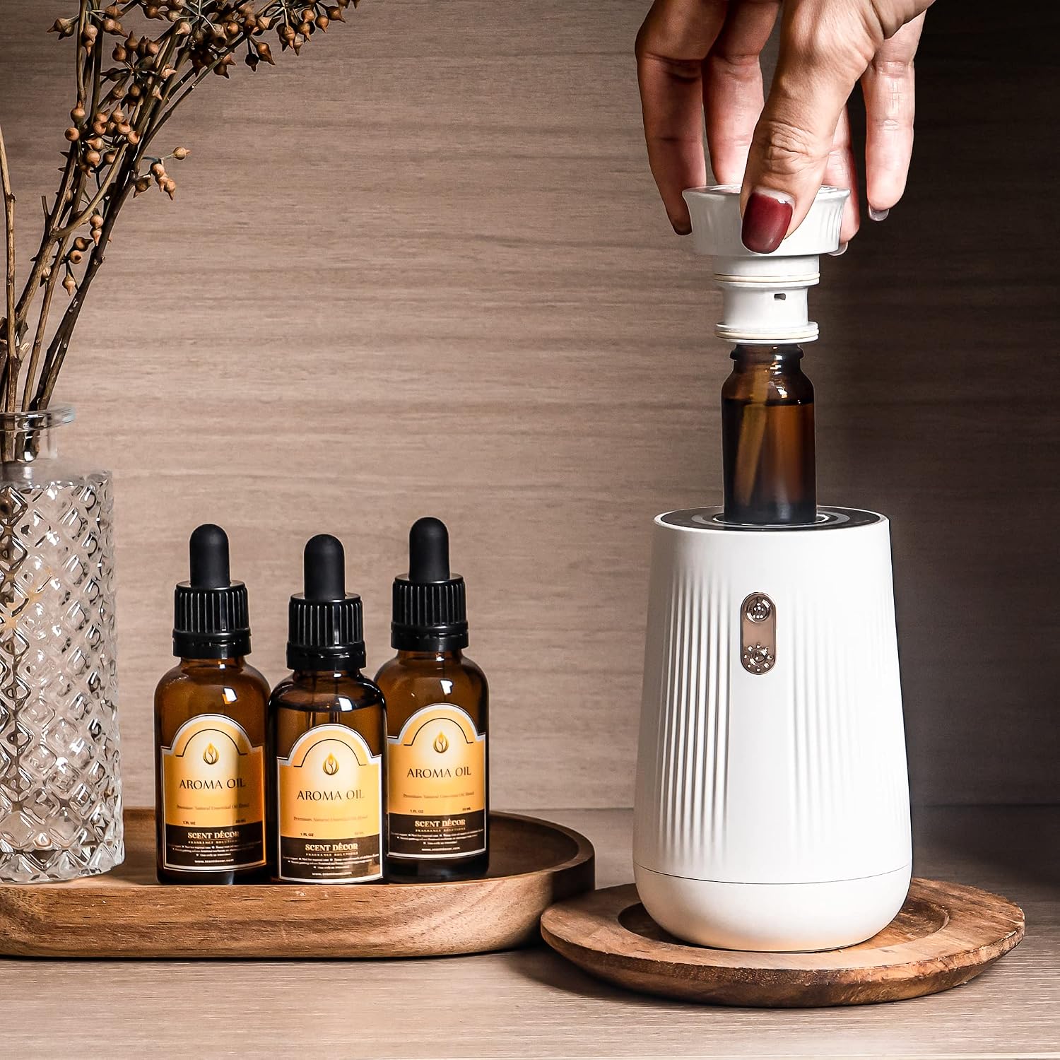 Car Air Freshener Spray Essential Oil Diffuser, Small Portable Rechargeable Aroma Diffuser, Mini Waterless Fragrance Diffuser for Car, Office Home Aromatherapy White