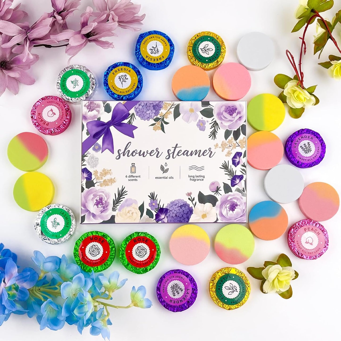 12pcs Aromatherapy Shower Steamers - Relaxation Birthday Christmas Set for Women and Men, Shower Bombs Tablets for Stress Relief and Self Care, Luxury Home Spa