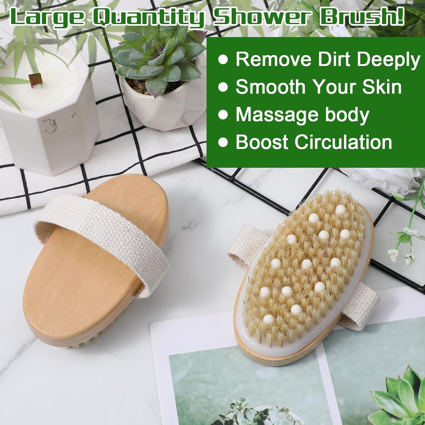 12 Pcs Dry Brushing Body Brush Exfoliating Brush with Massage Nodule Dry Skin Body Scrubber for Shower Bath Back Circulation Improvement Dead Skin Remove Beauty Exfoliator