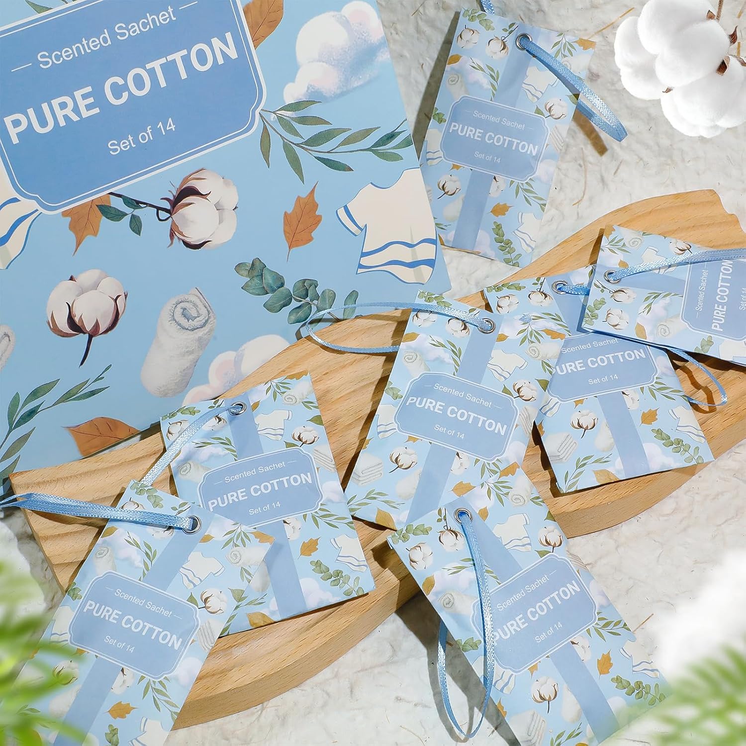 SCENTORINI Scented Sachets for Drawers and Closets, Pure Cotton Scent 14 Pack, Home Fragrance Sachets Bags Wardrobe Freshener for Dresser, Closets, Clothes Storage, Small Space, Suitcases