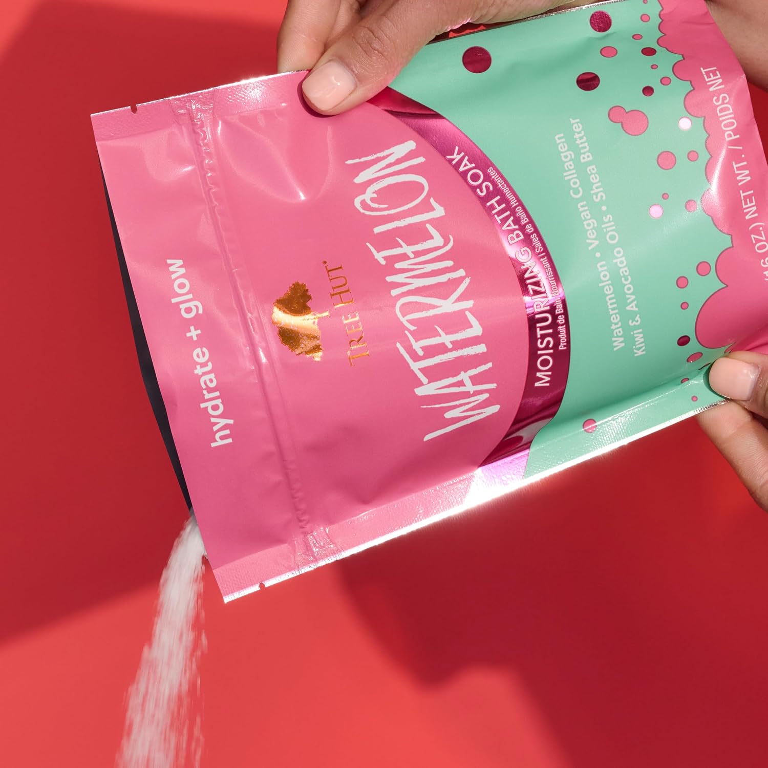 Tree Hut Watermelon Moisturizing Bath Soak, Bath Salt with Shea Butter, Vegan Collagen, Kiwi & Avicado Oils, 16 Oz