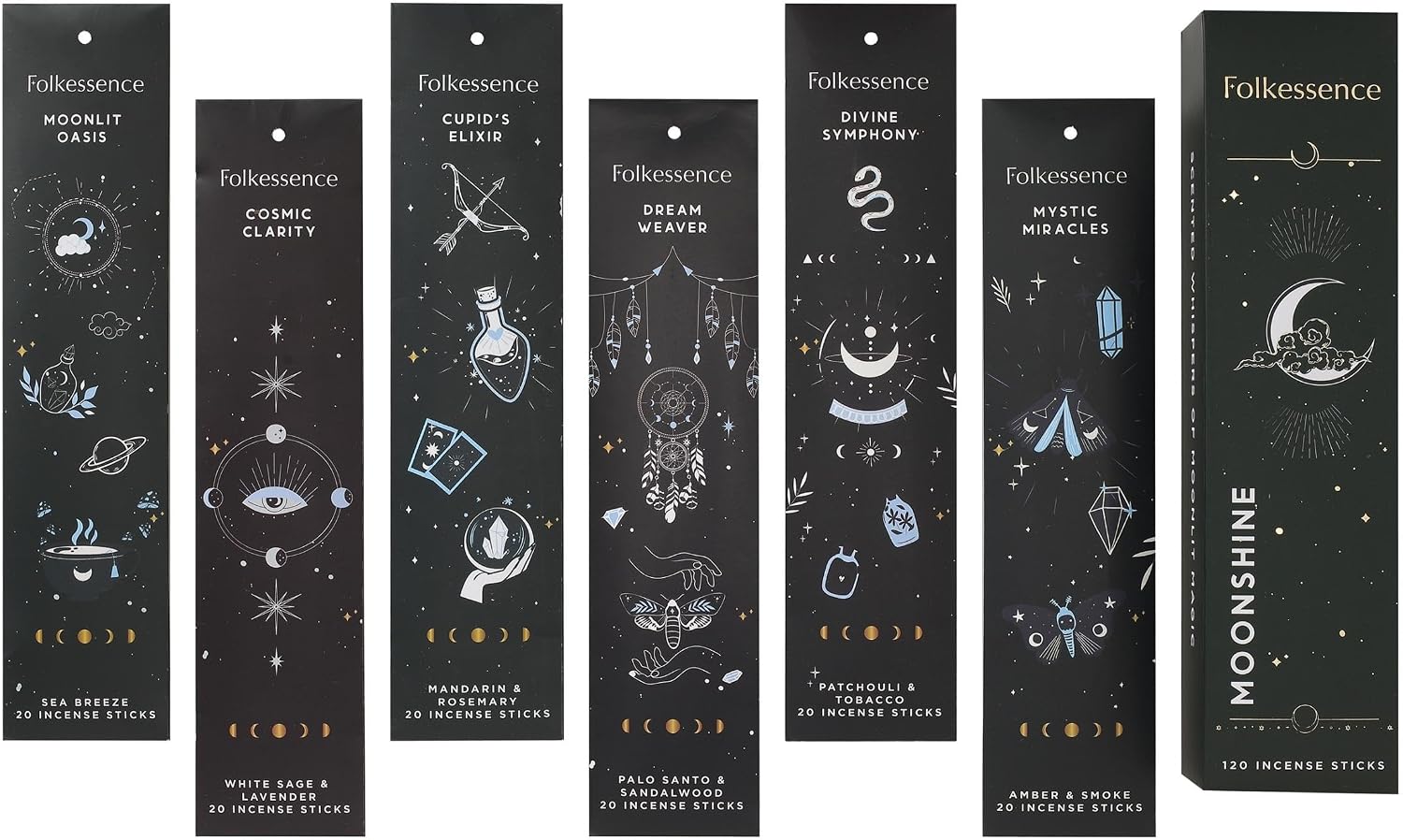 Folkulture Incense Sticks, Set of 6 Insenses (120 Sticks) Variety Pack - Farmhouse Gift Set, Natural and Non Toxic (Total 240 Sticks)