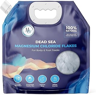 Dead Sea Magnesium Flakes Bath Salts for Soaking & Foot Soak - Natural Pure Chloride Supplement - Unscented Epsom Salt Alternative - Muscle Relief, Skin Nourishing & Better Sleep