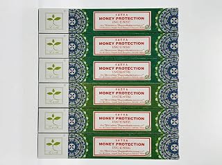 Earth Satya Money Protection Perfumed Incense Sticks 15g (Pack of 6) Hand Rolled Natural Incense for Meditation Relaxation and Home Fragrance