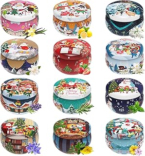 Christmas Candles Gifts for Women, Primevolve Scented Candles Set for 12 Bulk Home Aromatherapy, Strongly Fragrance Long Lasting Portable Travel Tin for Spa Bath Yoga