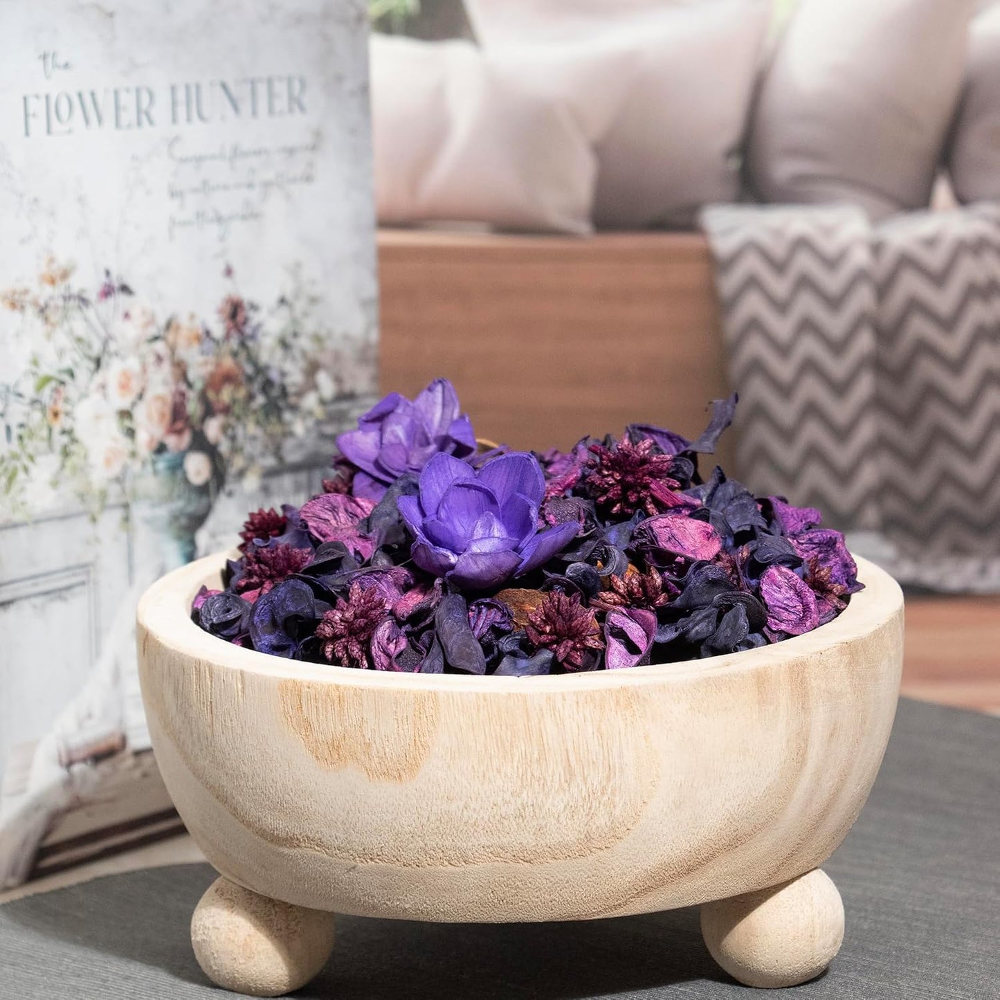 Fragrance Potpourri Bag Home Décor Scents of Lavender, Jasmine & Amber | Floral Petals Vase & Bowl Filler Decoration (Purple)