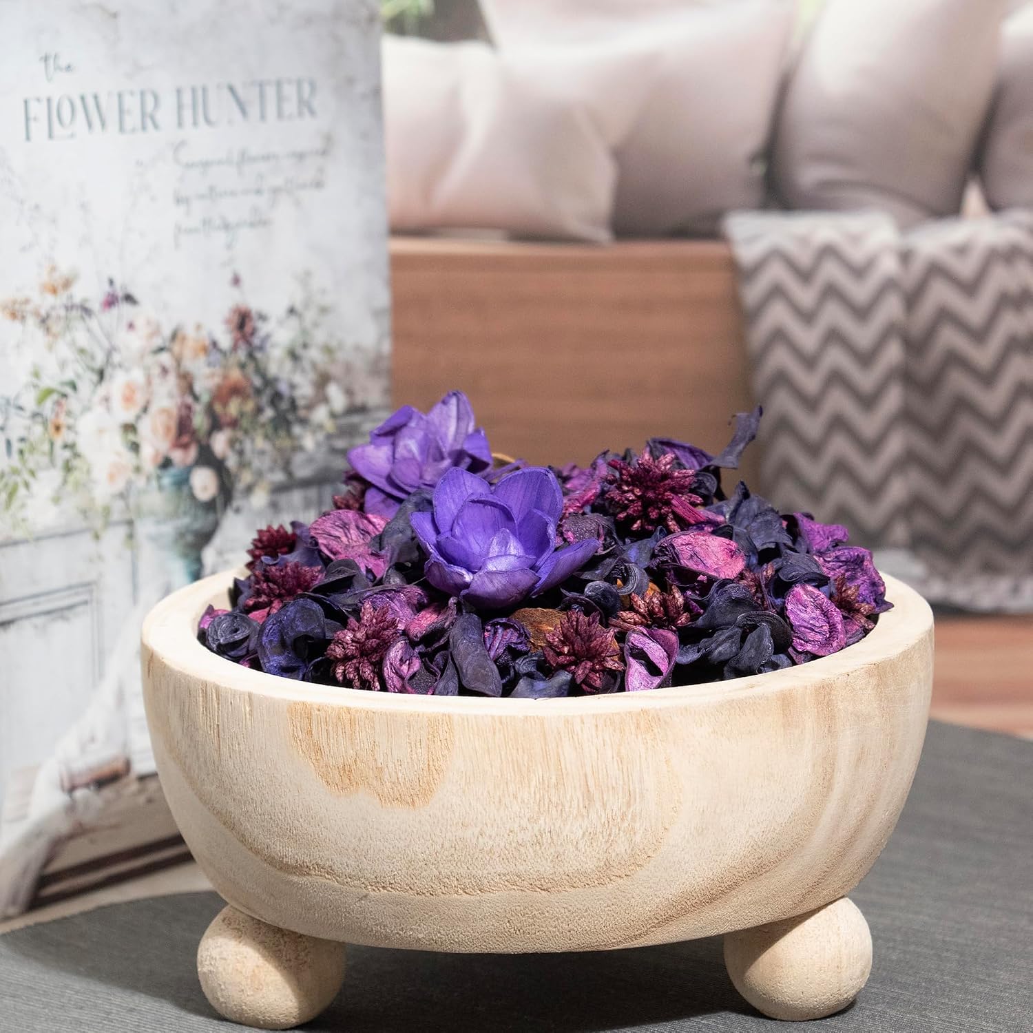 Fragrance Potpourri Bag Home Décor Scents of Lavender, Jasmine & Amber | Floral Petals Vase & Bowl Filler Decoration (Purple)