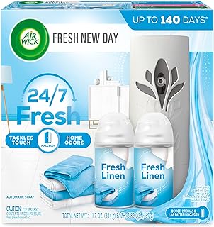 Air Wick Automatic Air Freshener Spray Starter Kit (Gadget + Refill), Fresh Linen, Air Freshener, Essential Oils