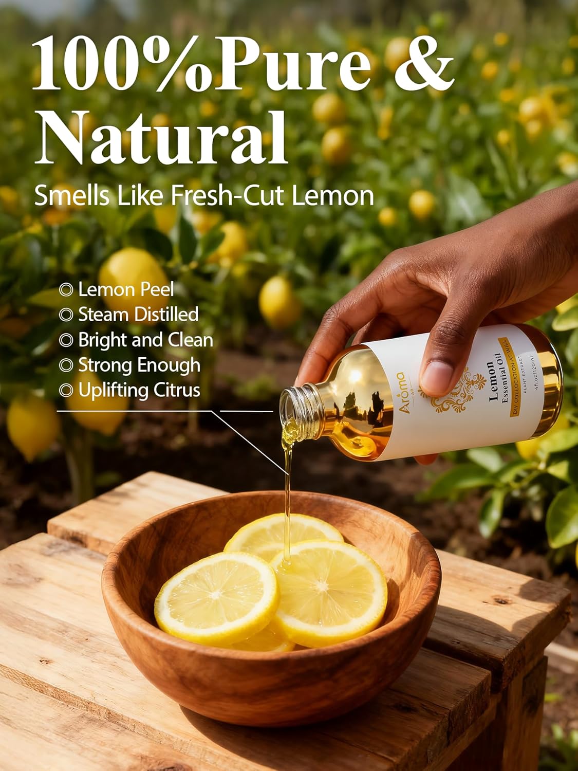 100% Pure Lemon Essential Oil 4 fl oz Thieves Oil Essential Oil - Essential Oils for Diffusers & Aromatherapy & Home Care Gifts for Women - Lemon Oil Essential Oil
