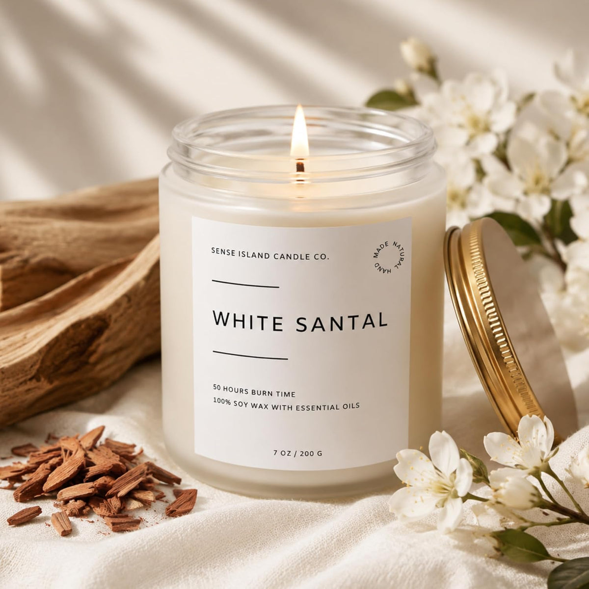 White Santal Scented Candle for Home