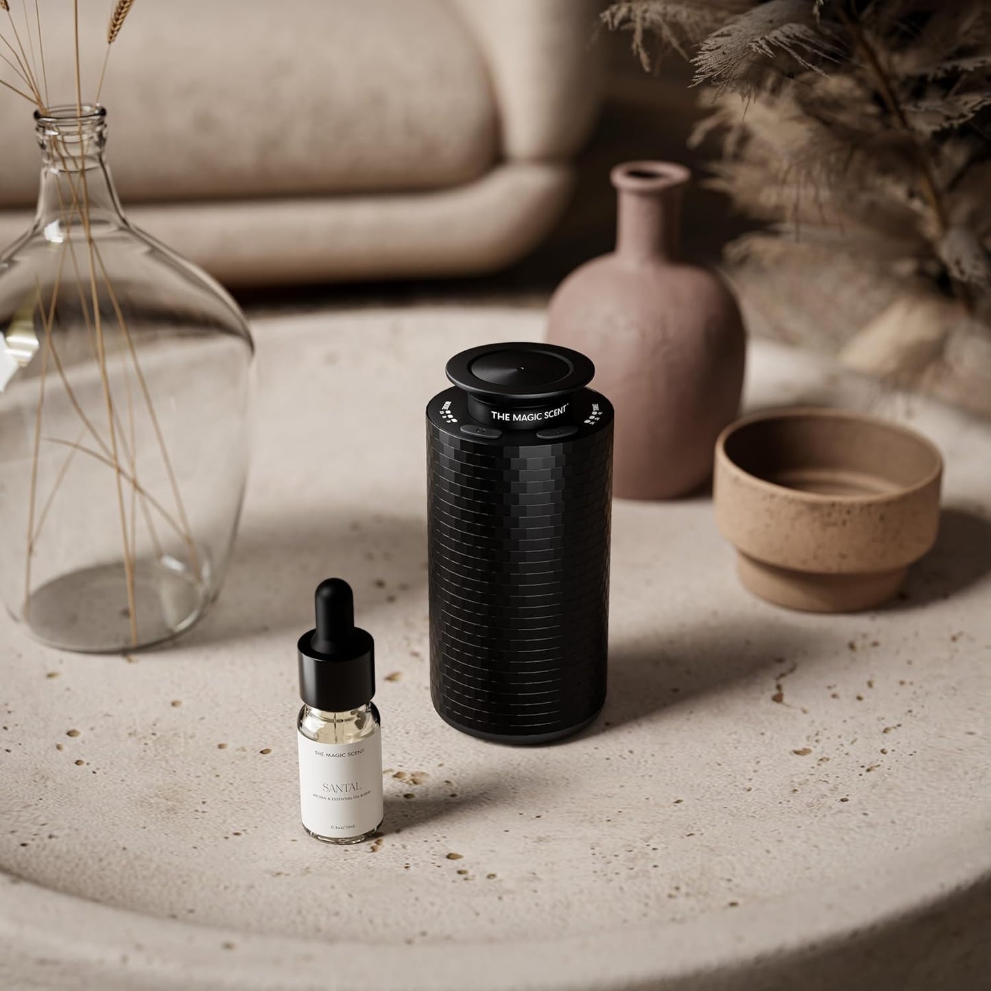 The Magic Scent Mini Car Diffuser - Waterless Scent Machine for Home & On-The-Go - Intensity Control & Timer - Waterless Oil Diffuser - Rechargeable Smart Car Air Freshener up to 400 sq. ft.