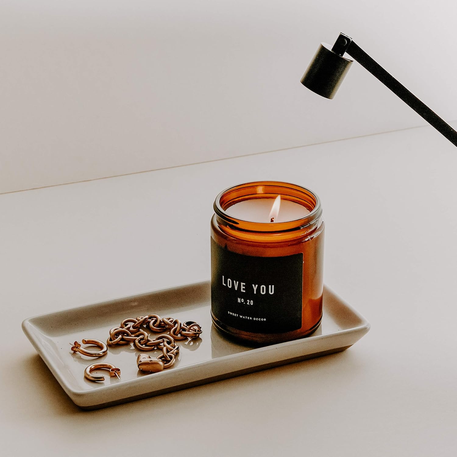 Sweet Water Decor Candle Care Kit | Matte Black Candle Accessory Set Includes Wick Trimmer, Wick Dipper, and Bell Snuffer Tools with Drawstring Bag for Candle Lovers (Matte Black)