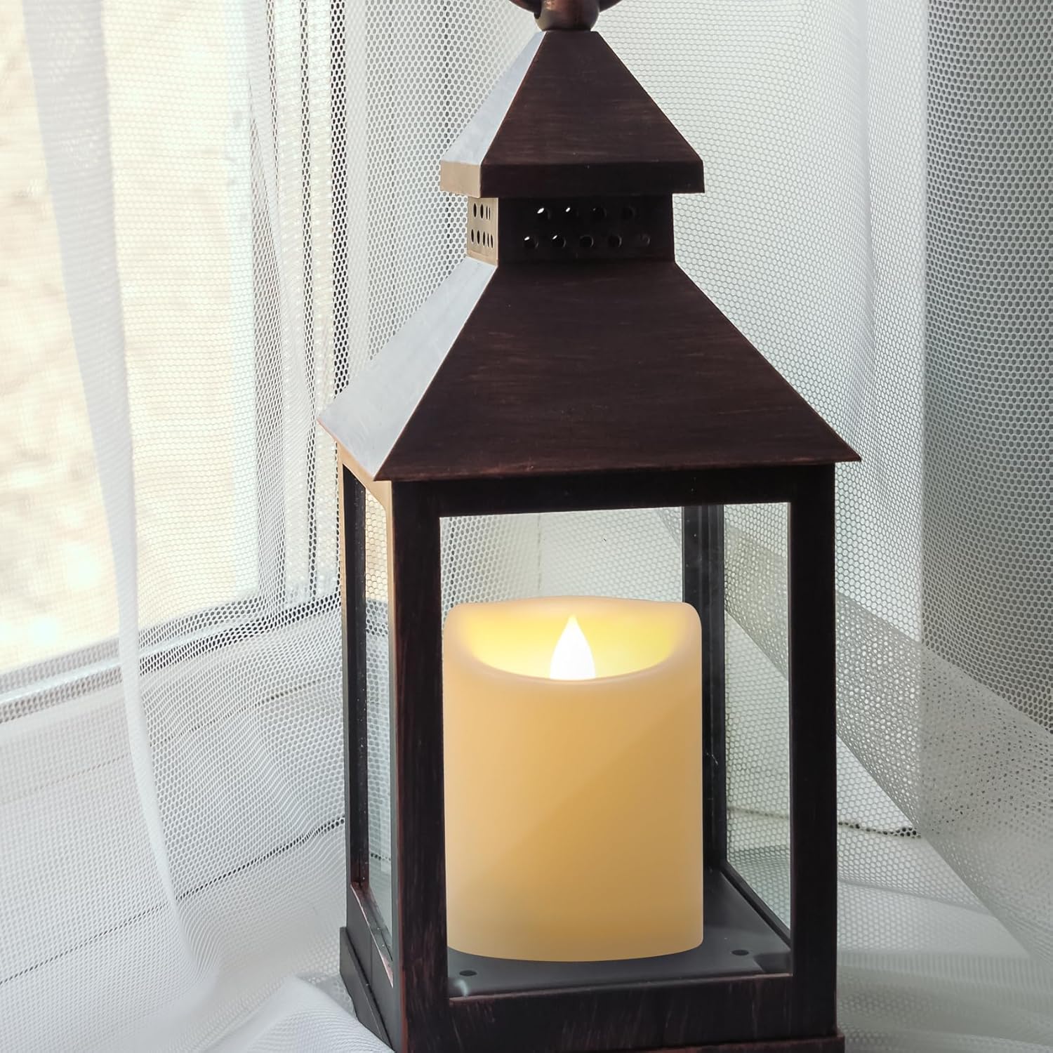 2 Pack 3" x 4" Outdoor Candles with Remote, Flickering Battery Operated LED Pillar Candles, Waterproof Flameless Candles for Home, Wedding Decor, Ivory, Plastic, Won't Melt