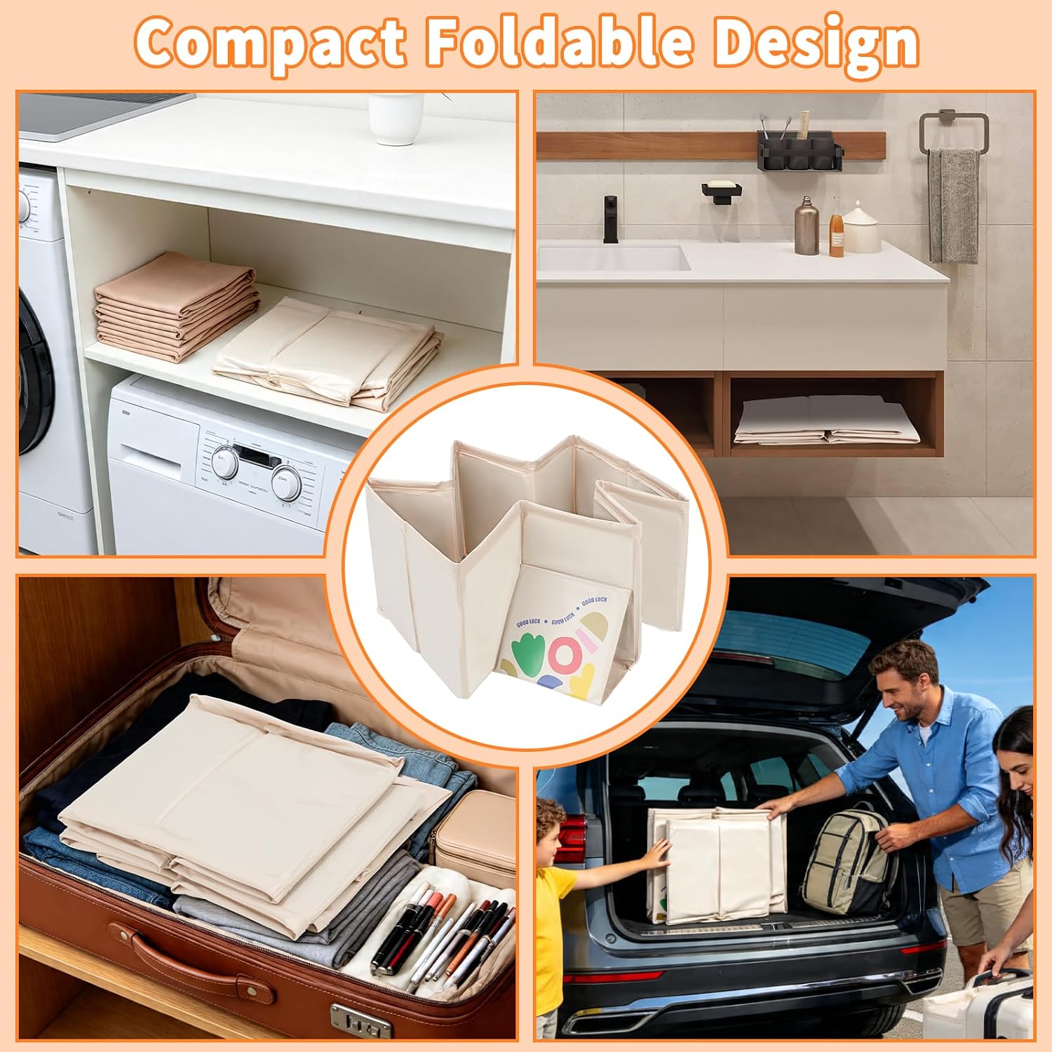 Foldable Dog Bathtub for Small to Medium Dogs & Cats, Portable Dog Tub with Drain Plug & Non-Slip PVC Bottom, Use as Shower Pet Bathtub or Puppy Pool, Fold Flat for Easy Carry & Storage (White)