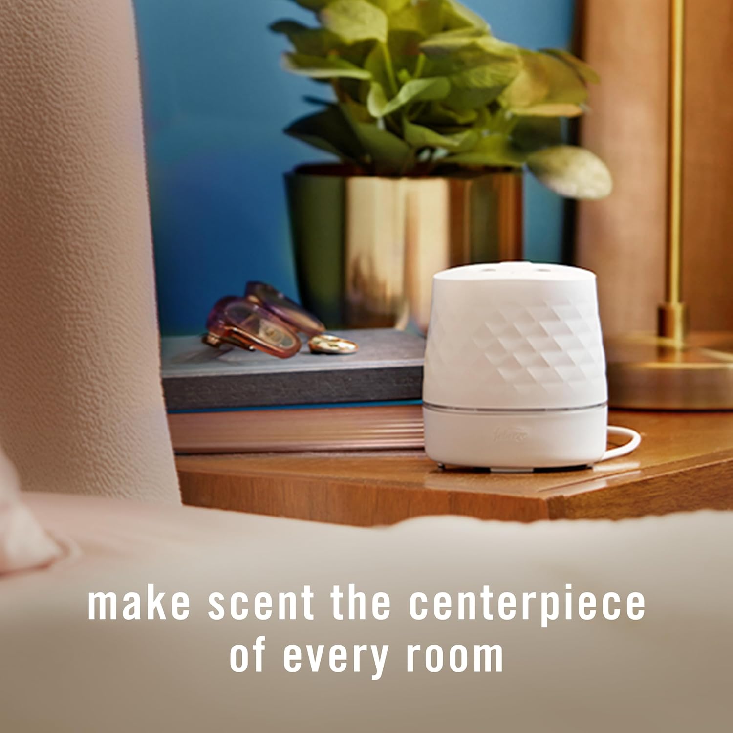 Febreze Plug Scent Booster Starter Kit, Oil Diffuser, Air Freshener Plug in, Continuous Scent Device + 2 Downy Calm Refills