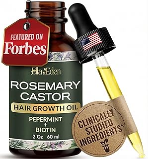 Ella & Eden Hair Growth Oil with Rosemary, Castor, Peppermint Oils & Biotin - Dry Scalp Treatment - Strengthening, Repairing, Soothing - 2 Fl Oz Glass Bottle